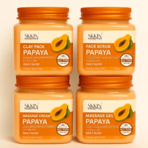 SKKIN Papaya Facial Kit - Combo of Scrub, Gel, Clay Pack & Cream