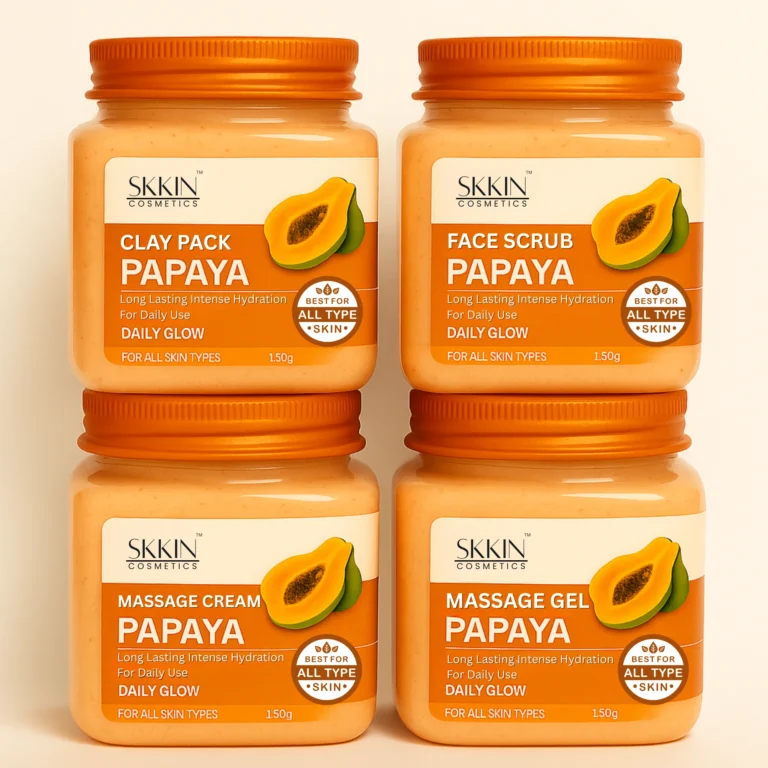 SKKIN Papaya Facial Kit - Combo of Scrub, Gel, Clay Pack & Cream