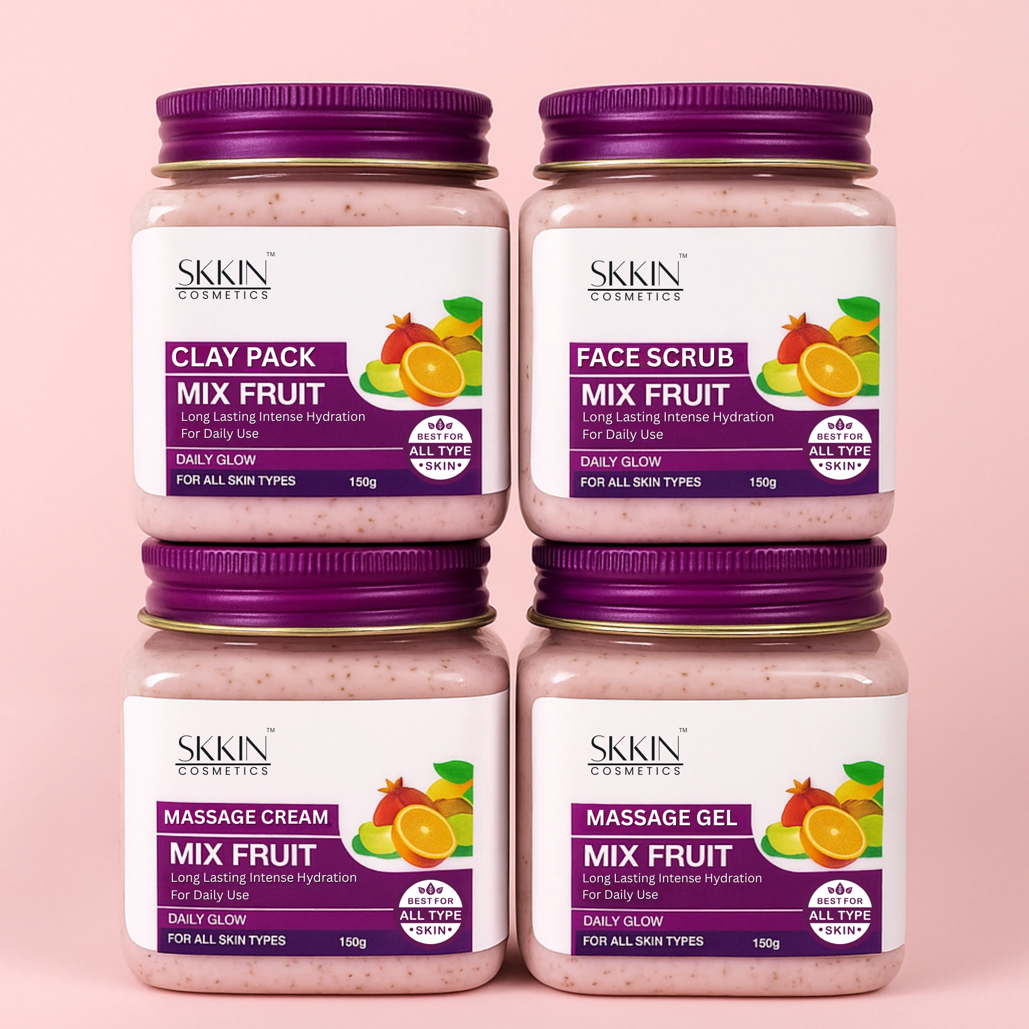 SKKIN Mix Fruit Facial Kit - Combo of Scrub, Gel, Clay Pack & Cream